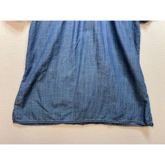 Charter Club Women's Chambray Button Up Shirt Embroidery Size 10P Blue Smocked - Picture 11 of 11